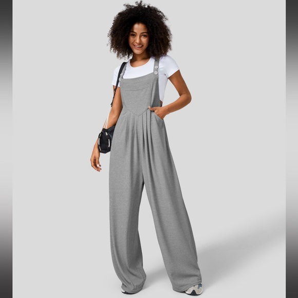 Halara Adjustable Strap Button Multiple Pockets Waffle Casual Overalls Small NEW - Picture 7 of 9